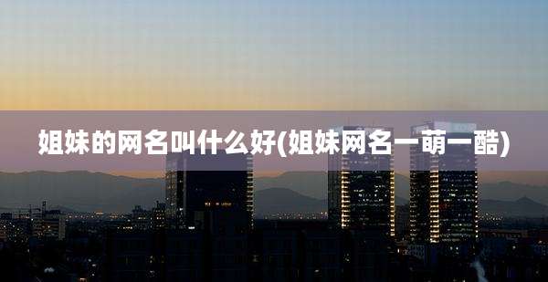 姐妹的网名叫什么好(姐妹网名一萌一酷)