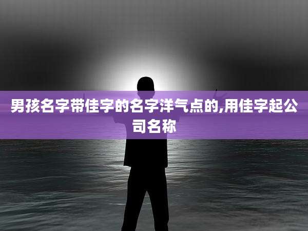 男孩名字带佳字的名字洋气点的,用佳字起公司名称