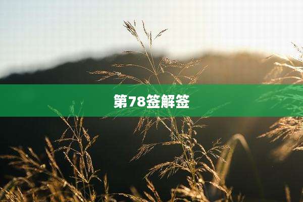 第78签解签