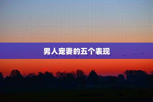 男人宠妻的五个表现