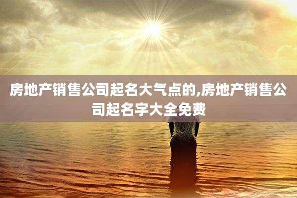 房地产销售公司起名大气点的,房地产销售公司起名字大全免费