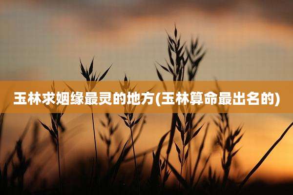 玉林求姻缘最灵的地方(玉林算命最出名的)