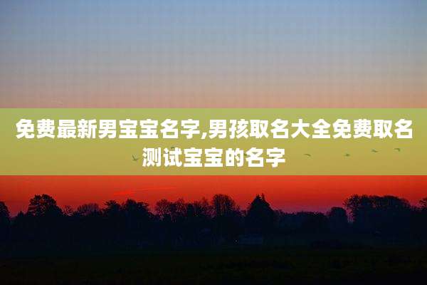 免费最新男宝宝名字,男孩取名大全免费取名测试宝宝的名字