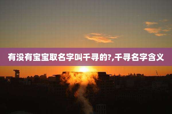 有没有宝宝取名字叫千寻的?,千寻名字含义
