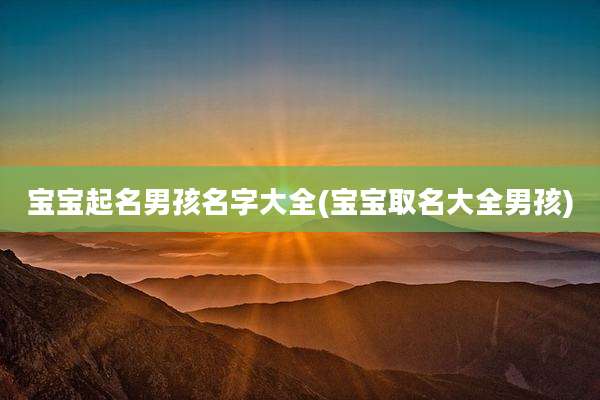 宝宝起名男孩名字大全(宝宝取名大全男孩)