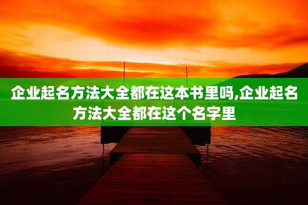 企业起名方法大全都在这本书里吗,企业起名方法大全都在这个名字里