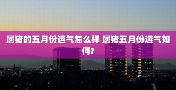 属猪的五月份运气怎么样 属猪五月份运气如何?