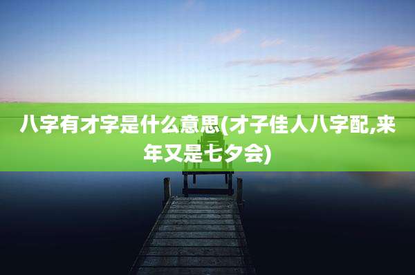 八字有才字是什么意思(才子佳人八字配,来年又是七夕会)