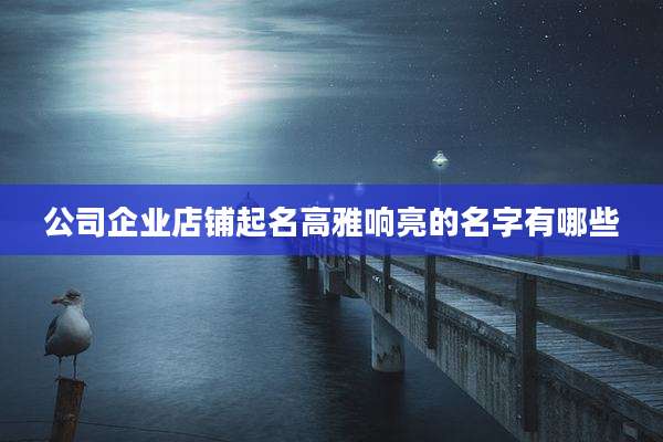 公司企业店铺起名高雅响亮的名字有哪些