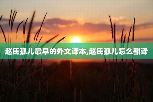 赵氏孤儿最早的外文译本,赵氏孤儿怎么翻译