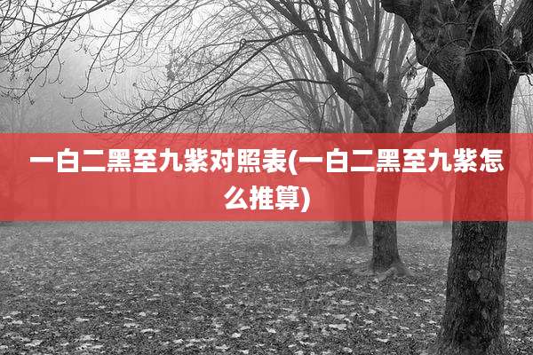 一白二黑至九紫对照表(一白二黑至九紫怎么推算)