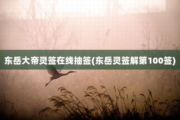 东岳大帝灵签在线抽签(东岳灵签解第100签)
