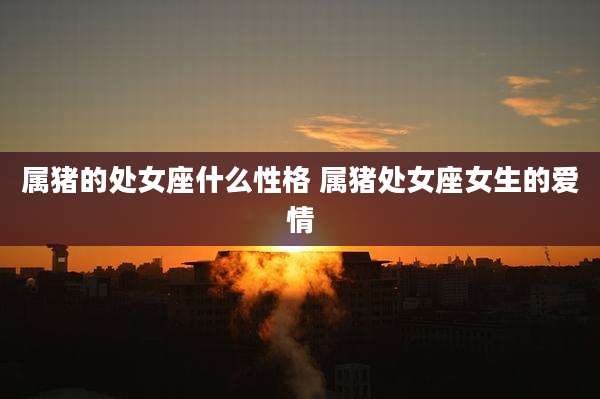 属猪的处女座什么性格 属猪处女座女生的爱情