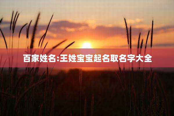 百家姓名:王姓宝宝起名取名字大全