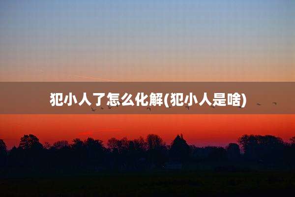 犯小人了怎么化解(犯小人是啥)