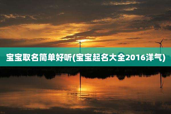 宝宝取名简单好听(宝宝起名大全2016洋气)