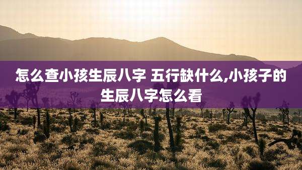 怎么查小孩生辰八字 五行缺什么,小孩子的生辰八字怎么看