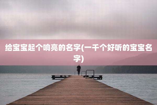 给宝宝起个响亮的名字(一千个好听的宝宝名字)