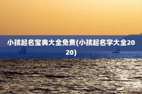 小孩起名宝典大全免费(小孩起名字大全2020)