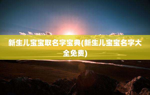 新生儿宝宝取名字宝典(新生儿宝宝名字大全免费)
