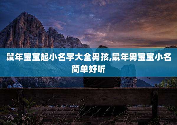 鼠年宝宝起小名字大全男孩,鼠年男宝宝小名简单好听