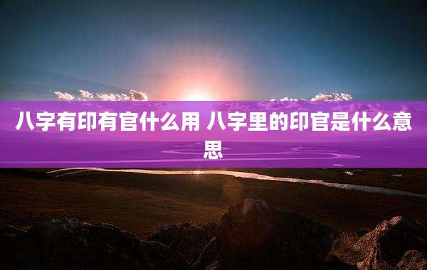 八字有印有官什么用 八字里的印官是什么意思