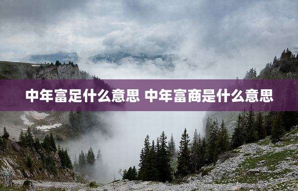 中年富足什么意思 中年富商是什么意思