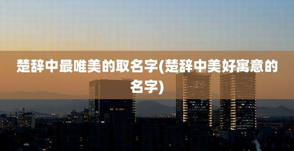 楚辞中最唯美的取名字(楚辞中美好寓意的名字)