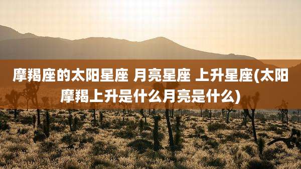 摩羯座的太阳星座 月亮星座 上升星座(太阳摩羯上升是什么月亮是什么)