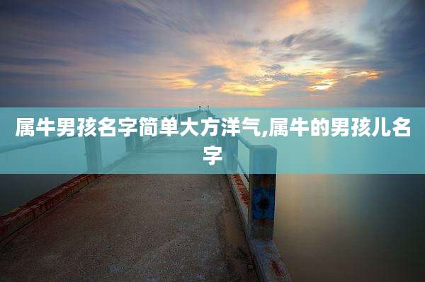 属牛男孩名字简单大方洋气,属牛的男孩儿名字