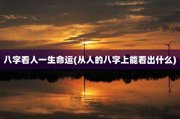 八字看人一生命运(从人的八字上能看出什么)