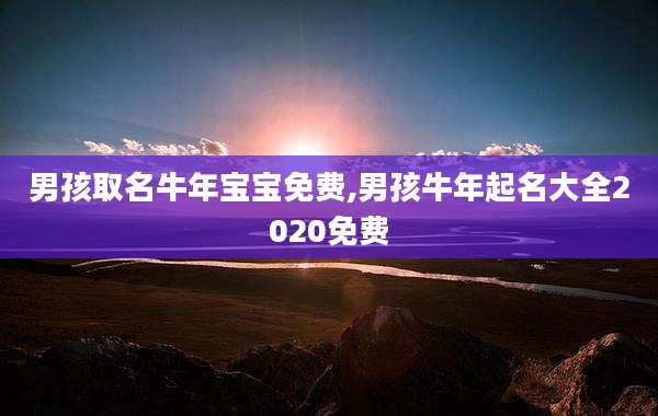 男孩取名牛年宝宝免费,男孩牛年起名大全2020免费