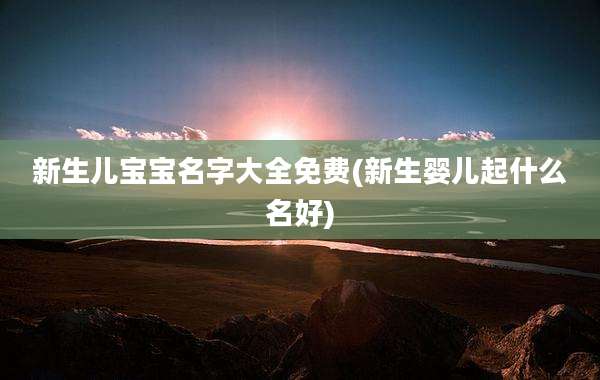 新生儿宝宝名字大全免费(新生婴儿起什么名好)