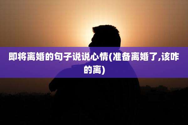 即将离婚的句子说说心情(准备离婚了,该咋的离)