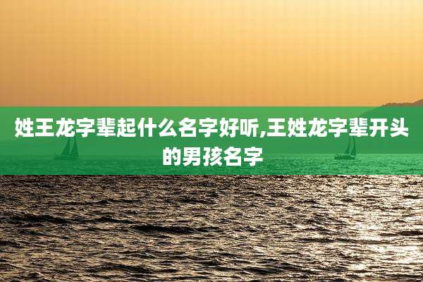 姓王龙字辈起什么名字好听,王姓龙字辈开头的男孩名字