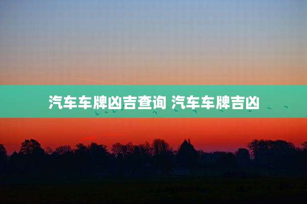 汽车车牌凶吉查询 汽车车牌吉凶
