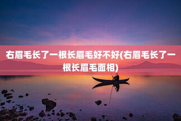 右眉毛长了一根长眉毛好不好(右眉毛长了一根长眉毛面相)