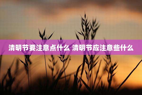 清明节要注意点什么 清明节应注意些什么
