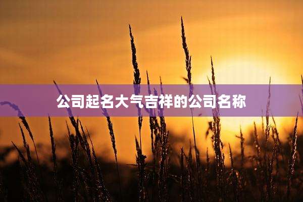 公司起名大气吉祥的公司名称