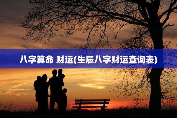 八字算命 财运(生辰八字财运查询表)