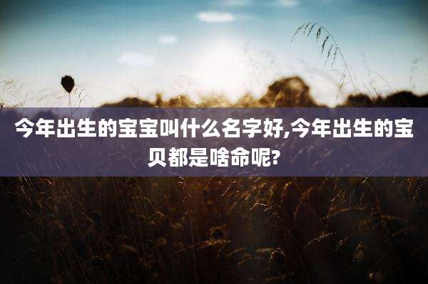 今年出生的宝宝叫什么名字好,今年出生的宝贝都是啥命呢?