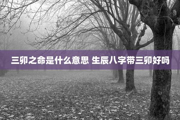 三卯之命是什么意思 生辰八字带三卯好吗