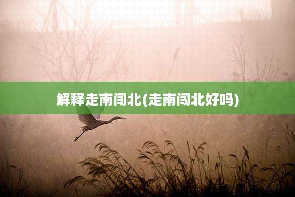 解释走南闯北(走南闯北好吗)