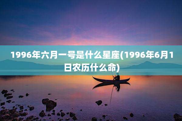 1996年六月一号是什么星座(1996年6月1日农历什么命)