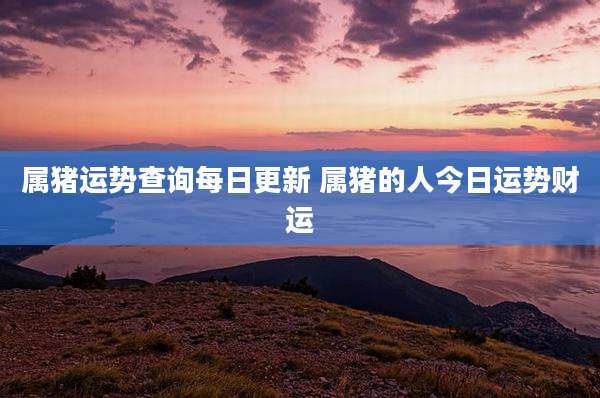 属猪运势查询每日更新 属猪的人今日运势财运
