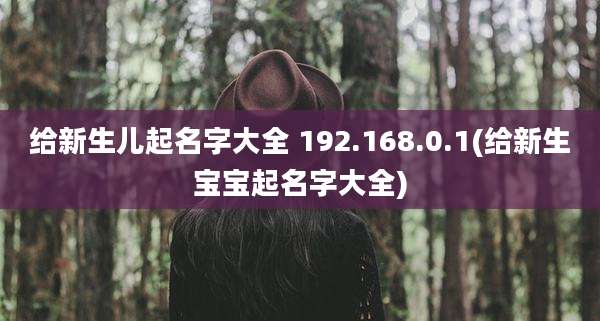 给新生儿起名字大全 192.168.0.1(给新生宝宝起名字大全)