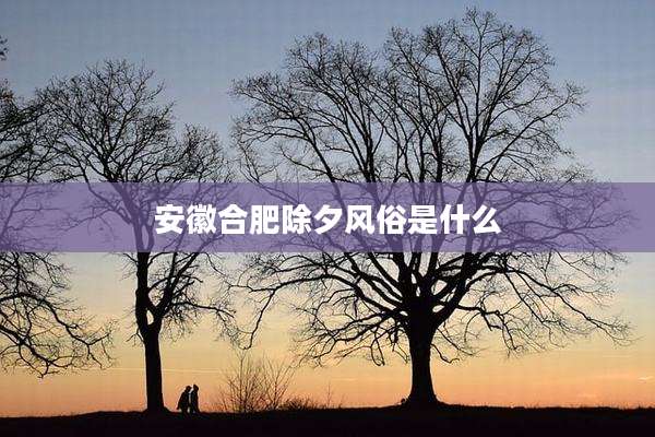 安徽合肥除夕风俗是什么
