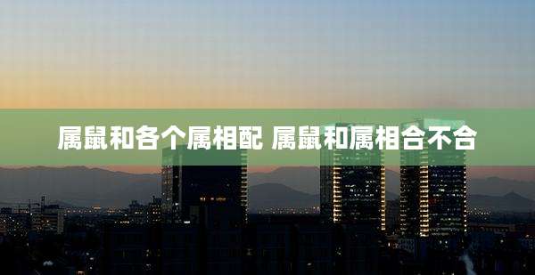 属鼠和各个属相配 属鼠和属相合不合