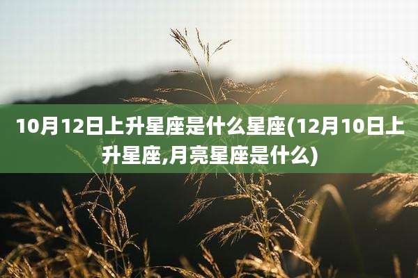 10月12日上升星座是什么星座(12月10日上升星座,月亮星座是什么)