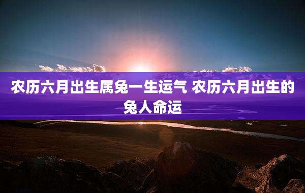 农历六月出生属兔一生运气 农历六月出生的兔人命运